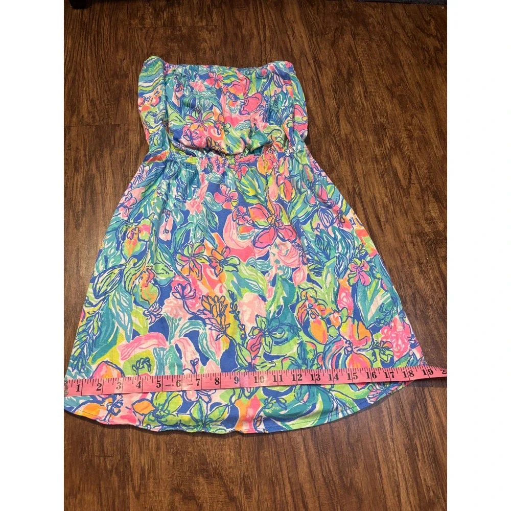 Lilly Pulitzer Strapless Smocked Mini Dress Tropical Floral XS Vacation Resort - Picture 5 of 7
